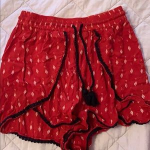 Red Patterned Boho Soft Shorts